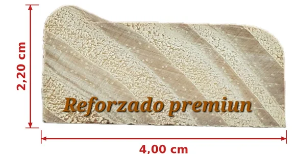 Corte del perfil Reforzado premium: 4,00 cm de frente por 2,20 cm