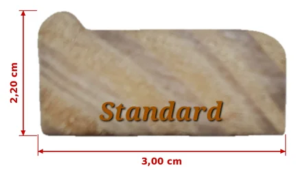 Corte del perfil Standard: 3,00 cm de frente por 2,20 cm
